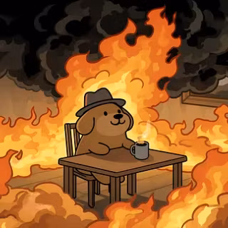 This is fine meme dog version 