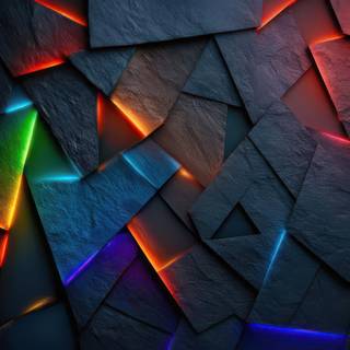 Neon Lit Dark Stone Geometric