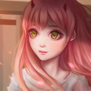 Cute Anime Girl Pink Hairs Red Eyes