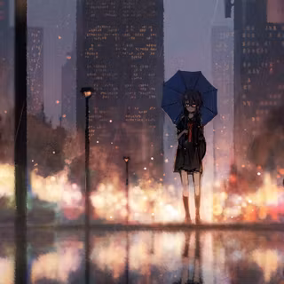 Anime Girl Rain Umbrella