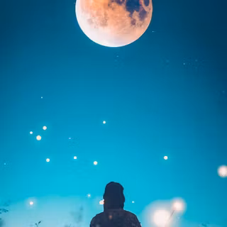 Guy sitting on moon