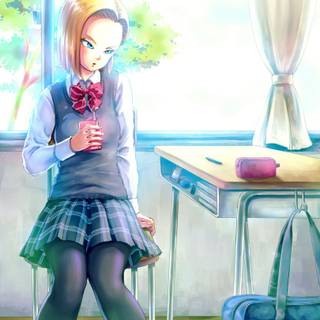 (Android 18) (creator doctor gerald) age 17 to 20. Married to krillin. Brother android 17.
