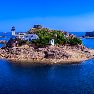 Carantec Lighthouse Finistere Brittany Drone Seascape