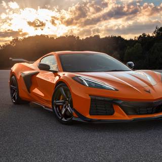 Corvette C8 chillin by the sunset