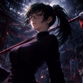 Maki Zenin Moonlit Shrine 4K Wallpaper | Jujutsu Kaisen