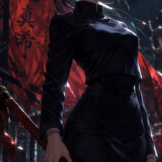 Maki Zenin Moonlit Shrine 4K Wallpaper | Jujutsu Kaisen