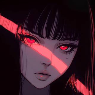 Anime Girl With Red Eyes In Cyberpunk