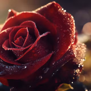 Red Rose With Water Droplets Macro Flower