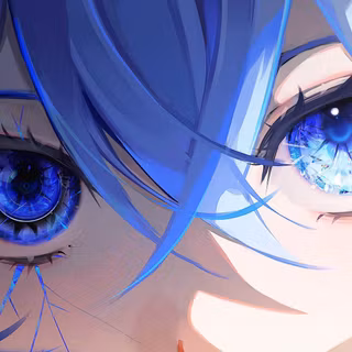 Anime Girl With Big Blue Eyes & Blue Hair