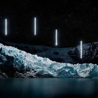 Glaciers Under A Strange Starry Night Sky