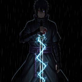 Sasuke Uchiha Lightning Blade Rain Dark