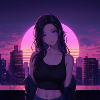 Stunning Anime Girl With Bright Blue Eyes