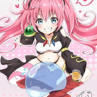 Milim and Rimuru as a slime wallpaper  so cute