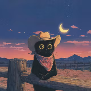 Western Cat Cowboy Art