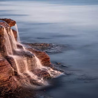 Coastal Waterfall Close-up View