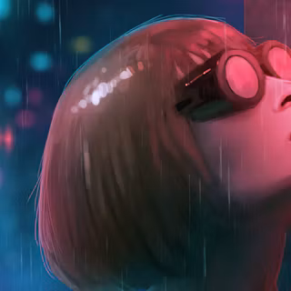 Girl Smoking Neon Gaze