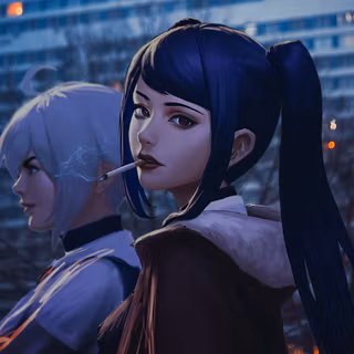 Anime Girls Cigarettes Evening