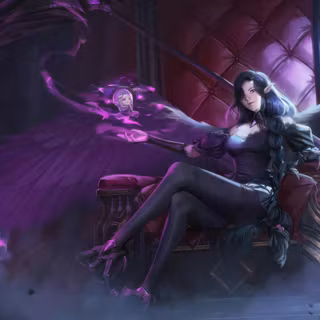Dark Angel Elf With Purple Magic And Sword
