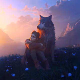 A Girl And Her Wolf