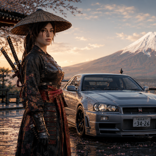 Lara Croft Samurai Style Mountain Fuji ULTRA HD WALLPAPER