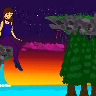 amella on a cliff