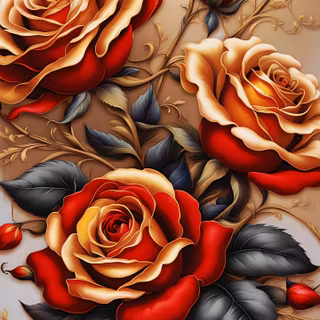 Golden Red Roses 