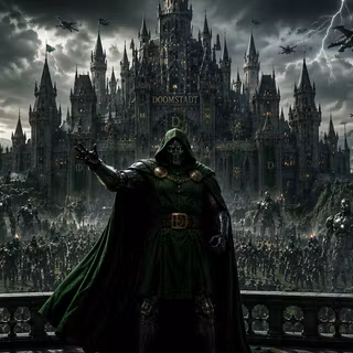 Avengers Castle Doom controlling Sentinels and Doombots