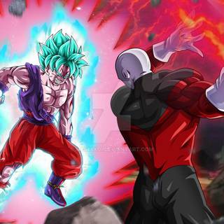 Goku Super Saiyan God super saiyan  Kaiokan x's 10 vs Jiren from the tournament of  power final battle