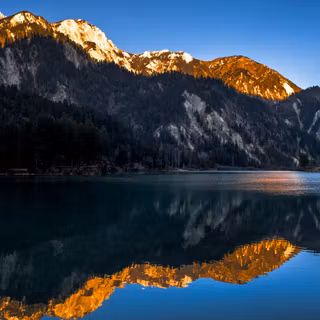 Mountain Lake Golden Hour Reflection