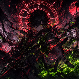 Dark mage in a chaotic void