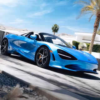 Blue McLaren 750S Spider Supercar