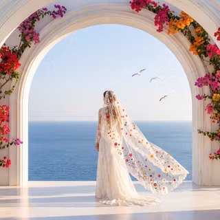 Greek Marble Arch Wedding With Sea View