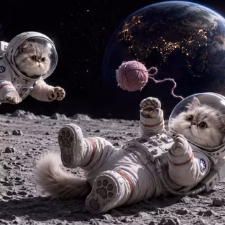 Playful Astronaut Cats