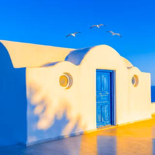 Minimalist Greek House Scene