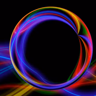 Multicolor Rainbow Neon Swirl Circle Dark Art