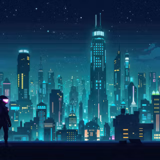 Cyberpunk Hero At Rooftop