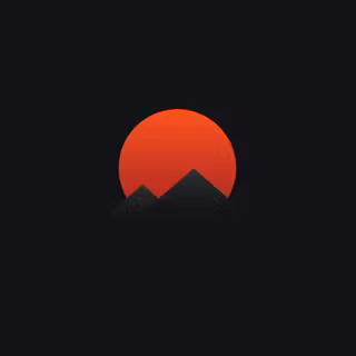 Orange Sun, Mountain Peaks Silhouette
