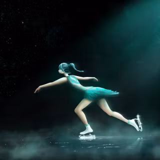 Anime Girl Ice Skating Dark Stage