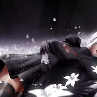 Nier Automata 2b Resting In White Flowers