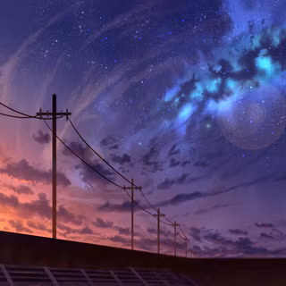 Electric Pole Anime Galaxy Twilight Art
