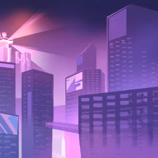 Purple Neon City Minimal Hero Lightning
