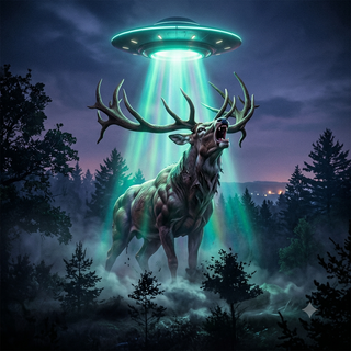 UFO uses growth ray on a Deer