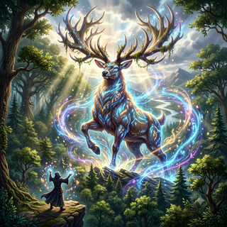 Sorcerer uses a growth spell on a Deer