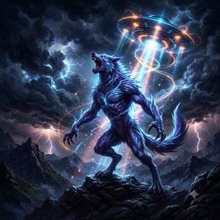 UFO uses growth ray on a Wolf