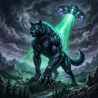 UFO uses growth ray on a Black Wolf