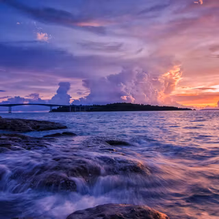 Sunset Serenity Cloud-Draped Ocean