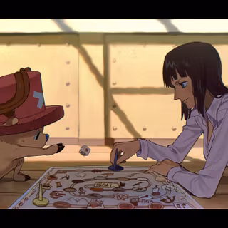 Robin and Chopper  playing a game on the sunny/ one piece wallpaper