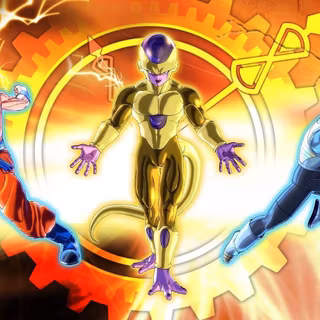 Goku super Saiyan God Super saiyan  and Vegeta super Saiyan God super Saiyan and frieza  gold wallpaper