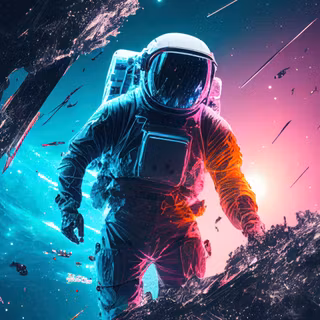 Floating astronaut colourful 4K
