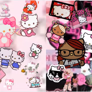 Black hello kitty X Hello kitty Wallpaper